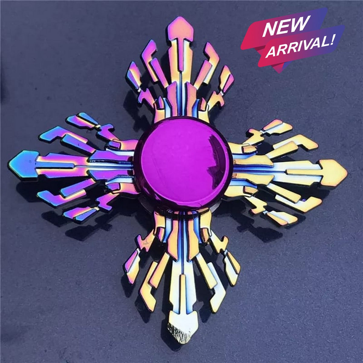 4 Way Rainbow Metal Fidget Spinner