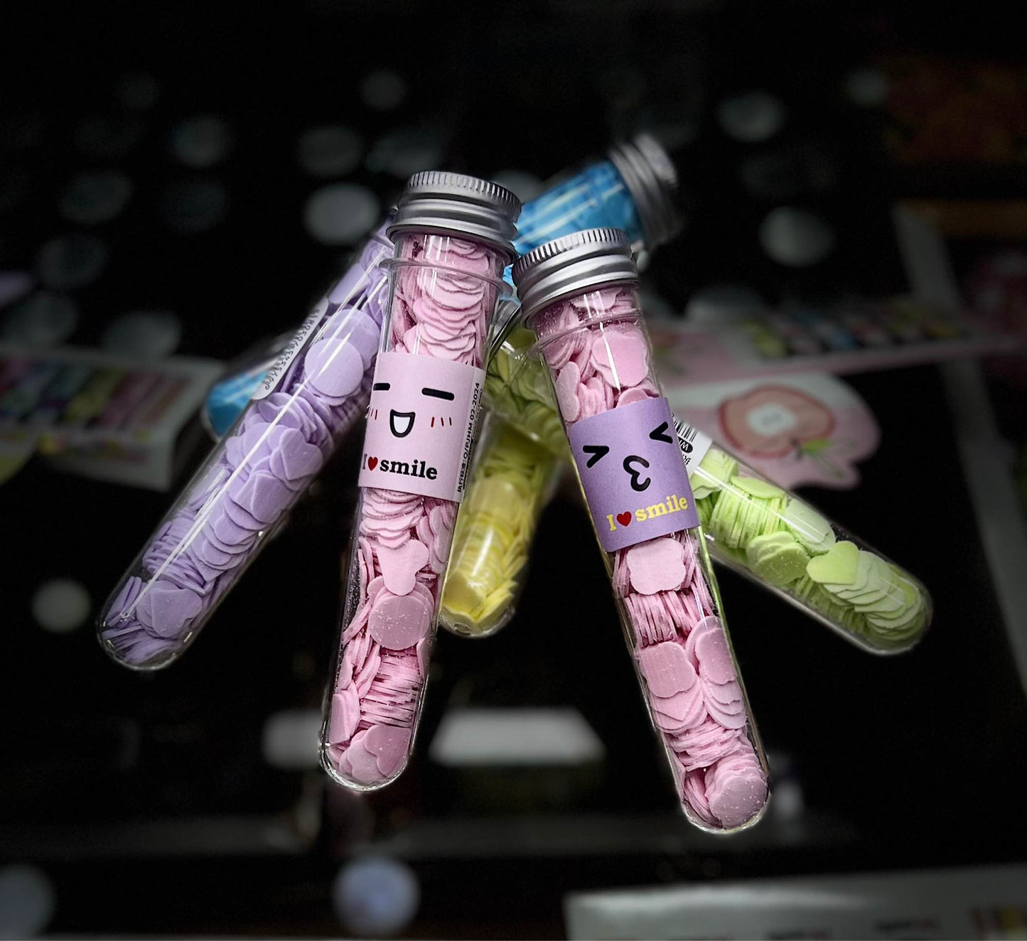 “I ❤️ Smile” Paper soap tube in Six different flavours and smile emojis